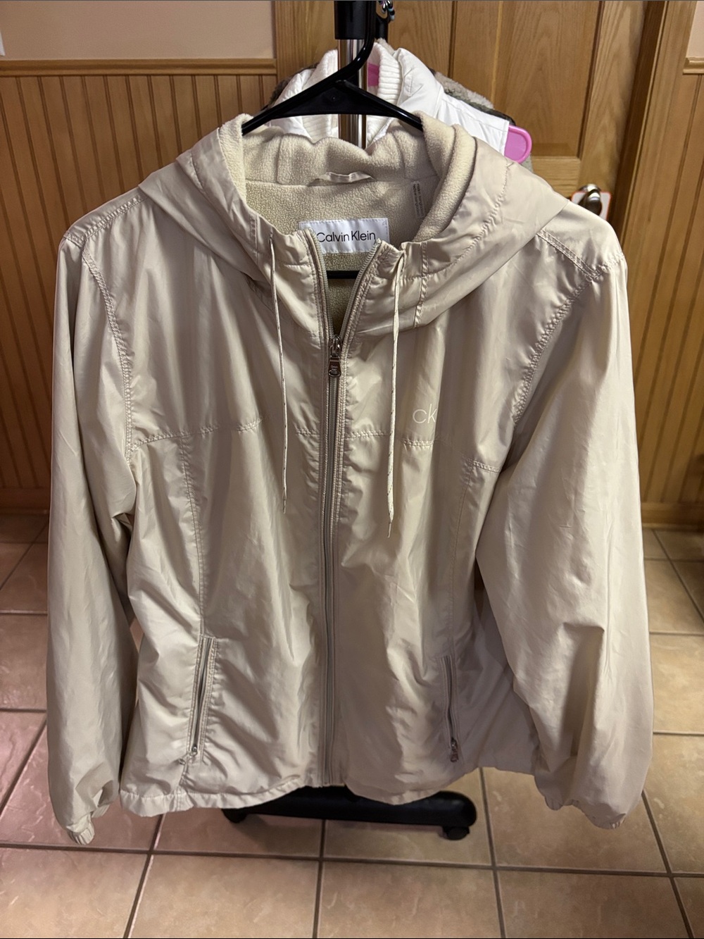 Calvin Klein Beige Hooded Zip-Up Jacket